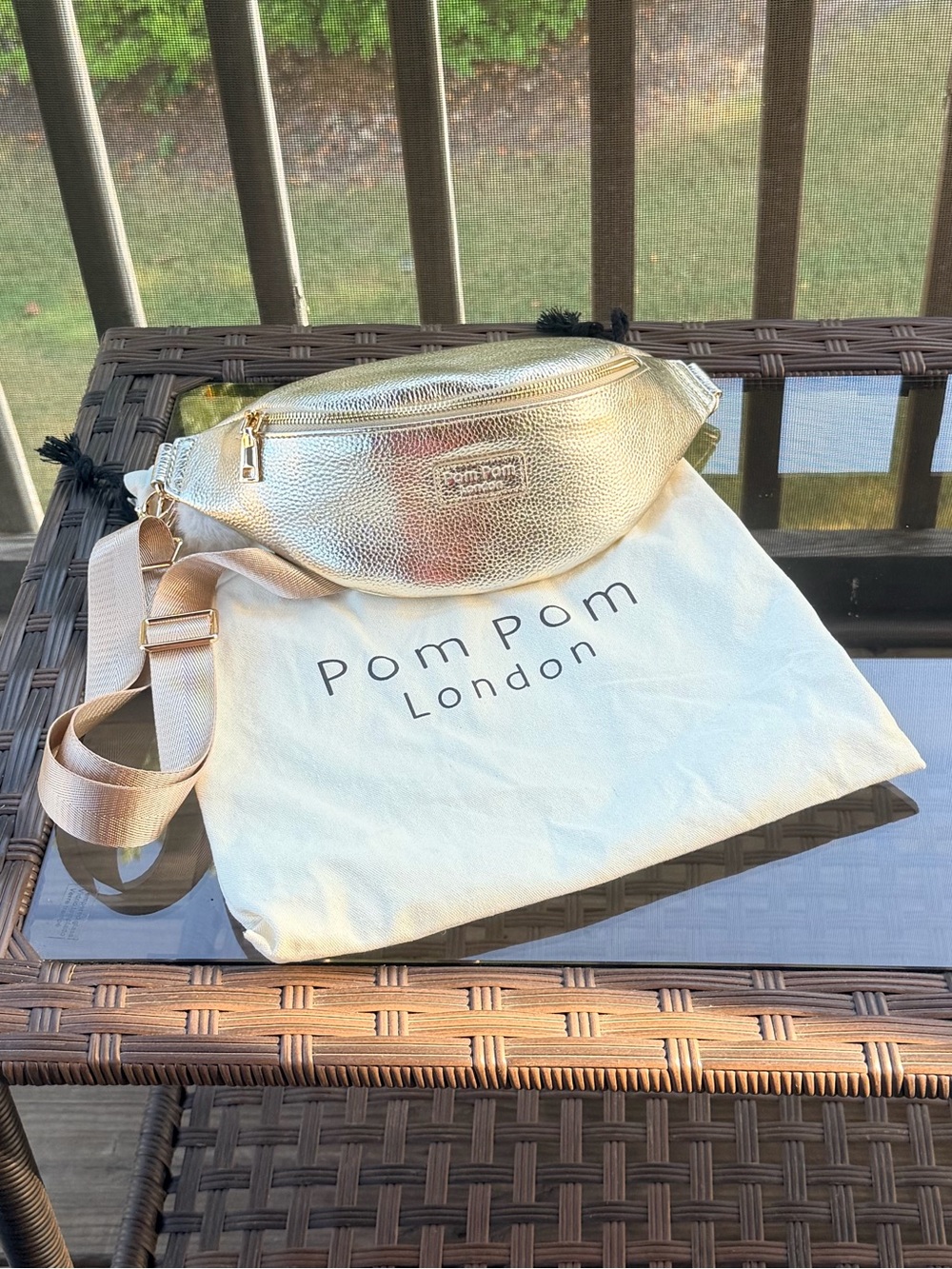 Pom Pom London Metallic Gold Belt/Bum Bag